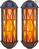 Solar Flame Lights Outdoor, Upgraded 74 LED Flickering Flame Lights, Solar Powered Auto On/Off, Outdoor Waterproof Wall Lanterns for House Garage Doorway Garden Porch Patio Yard Decoration (2 Pack) by GreenHaven Gardens