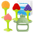 Baby Teething Toys for 0-6 6-12 Months (5 Pack) - Tinabless Food Grade Silicone Teething Mitten&Teething Relief Toys Set, BPA-Free, Freezer Safe for Infants and Toddlers, Silicone Baby Teethers(Green) by TinyTreasures Baby Boutique