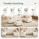 HONBAY U-Shaped Corduroy Sectional Couch with 6 Seaters Modular Sectional Sofa with Storage Ottoman Sectional Couches for Living Room, Beige by CozyNest Decor
