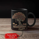 Custom Name Coffee Mug 11oz 15oz, Unique Nature Inspired Coffee Cup for Women, Personalized Vibrant Nature Themed Black Cup, Artistic Tree Ceramic Mug, Gifts for Women's Day by CozyNest Decor