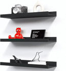 RICHER HOUSE 3 Set Floating Shelves for Wall, Black Wall Mounted Shelves with Lip for Storage, Display Picture Ledge Shelf for Bedroom Bathroom Kitchen Living Room Decor, Modern Black by CozyNest Decor