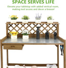 Garden Potting Benches & Tables,Outdoor Wooden Work Station W/Metal Table Top,Drawer,Large Bottom Shelf,Open Shelf Natural Wood-Natural Stained by GreenHaven Gardens
