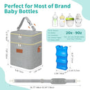 PIIOSER Breastmilk Cooler Bag with Ice Pack Fits 6 Baby Bottles Up to 9 Ounce, Insulated Baby Bottle Tote Bags, Double Layer Waterproof Leak-Proof with Shoulder Strap for Nursing & Working Mom (Grey) by TinyTreasures Baby Boutique