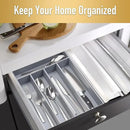 Bamboo Silverware Holder - Drawer Organizer with 5 Slots (Gray) by CozyNest Decor