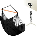 LA SIESTA® - Large Comfort Habana Cotton Hammock Chair & CasaMount - Hanging Chair w/Suspension Kit for Walls Ceilings & Square Beams - Indoor Outdoor Swing Hanging Chair Bedroom Balcony - Onyx by GreenHaven Gardens