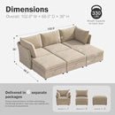 102.6" Luxury Modular Sleeper Sofa Bed 6 Seat Reversible Sectional Couch Deep Seat with Storage Chaises Removable Cover for Living Room, Apartment - Chenille Beige by CozyNest Decor