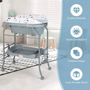 HONEY JOY Baby Changing Table with Bathtub, Foldable Infant Diaper Changing Station with Wheels, Storage Tray, Waterproof Pad, Portable Newborn Nursery Organizer Bath Stand for Boys Girls (Gray) by TinyTreasures Baby Boutique