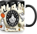 Custom Halloween Coffee Mug with Names, Pumpkin Coffee Cup, Personalized Ghost Ceramic Coffee Mug, Spooky Vibes Trick Or Treat Halloween Accent Mug, Spooky Season Gift for Women Men 11 Oz by TinyTreasures Baby Boutique