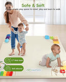 Baby Play Mat, Unique Crawling Mats with 4 Sensory Development Zones for Motor Skills, 50''x50'' Playpen Mats with Non-Slip Cushioned that Fits Nicely Into Any Playroom, Beige by TinyTreasures Baby Boutique