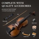 SONICAKE Violin 4/4 Full Size Set, Fiddle Solidwood for Beginners Adults, Acoustic Violin with Hard Case, Shoulder Rest, Rosin, Two Bows, Clip-on Tuner and Extra Strings, QVL-01 by TinyTreasures Baby Boutique