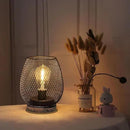 2 Pack Battery Operated Lamp Outdoor Table Lantern,Metal Cage Cordless Lamps with LED Bulb for Weddings Parties Patio Events Indoor Outdoor Patio Bedroom Living Room(Bronze) by GreenHaven Gardens