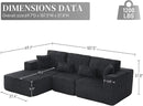 HYJT-H&K Modular Sectional Sofa Cloud Sectional Couch, 107" Comfy Fluffy L Shaped Dark Black Couches for Living Room, Deep Seat Memory Foam Plush Corduroy Boneless Couch Sectionals Left Facing Chaise by CozyNest Decor