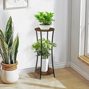 YINMIT Plant Stand Indoor,2 Tier Round Potted Holder Rack,Flower Pot Stand Shelf,Round Supports Rack,Corner Plant Shelf for Balcony Garden Patio Living Room,Brown by GreenHaven Gardens