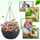 10 inch Hanging Planters for Indoor Plants, 2 Pack Planters for Outdoor Plants with Drainage Holes and Chain, Round Plastic Hanging Baskets, Hanging Flower Pots for Balcony Garden Decor-Black by CozyNest Decor