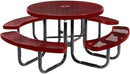 Coated Outdoor Furniture Heavy-Duty Portable Outdoor Picnic Table with Umbrella Hole, Expanded Metal Commercial-Grade Patio Dining Furniture Made in America (46" Round Top, Textured Burgundy) by GreenHaven Gardens