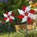 Hausse 10 Pack Reflective Pinwheels, Extra Sparkly Wind Sculptures for Garden Christmas Holiday Winter Decor, Bird Devices Deterrent to Scare Birds Away from Yard Patio Farm, Red & Silver by CozyNest Decor