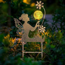 HONGLAND Solar Garden Lights Outdoor Decor, Fairy Figurine Moon Crackle Glass Lights Stake, Housewarming Ornament for Patio, Lawn, Yard, Pathway - Unique Gardening Gifts for Women Mom Grandma by CozyNest Decor