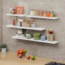 SAUMONIERES Floating Shelves 8 Inch Deep Solid Wood Wide Wall Shelf Set of 2 Wall Mounted for Bedroom Bathroom Living Room Kitchen, 24 Inch White by CozyNest Decor