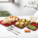 Vicrays Ceramic Rectangle Serving Platters - 14" 12" 10" Porcelain Serving Trays Plates for Party BBQ Appetizers Sushi Dessert - Microwave Oven and Dishwasher Safe - Set of 3 Red by CozyNest Decor