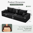 Boneless Cloud Couch Sofa for Living Room, 112" 3 Seater Black Modern Lounge Sleeper Couch, No Assemble, Cordury Compression Upholstered Couches by CozyNest Decor