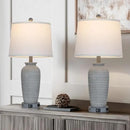 25" Farmhouse Jar Table Lamp Set of 2 Vintage Rustic Lamps for Living Room, Resin Bedside Nightstand Lamps with Linen Lampshades, Retro Pot Lamp for Living Room, Bedroom(LED Bulbs Included) by CozyNest Decor