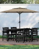 Patio Dining Set for 4 with Umbrella Hole - 66" Outdoor Table & 4 Chairs, All-Weather HDPE Outdoor Furniture for Lawn, Garden, Backyard, Poolside, Black by GreenHaven Gardens