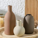 Ceramic Vases Set of 3, Modern Neutral Rustic Farmhouse Home Decor Pottery Pampas Decoration for Living Room, Table, Bathroom, Bedroom, Entryway - Brown by CozyNest Decor