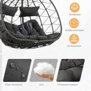 Double Egg Swing Chair with Stand, 2 Person Outdoor Indoor Hammock Hanging Chair with Cushion,Patio Wicker Hanging Egg Chair w/Cushion 700LBS Capacity for Bedroom, Balcony, Garden by GreenHaven Gardens