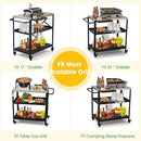 Outdoor Grill Cart Table,Indoor and Outdoor Pizza Oven Table,with 4 Movable Total Lock Casters, Hooks, Side Handle Multifunctional (Stainless Steel Table) by CozyNest Decor