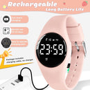 Kids Watches for Girls Boys Digital Sport Watch with Step Counter Pedometer Vibration Alarm Clock, No App Waterproof Fitness Tracker Kids Watch Boys Girls Teens Students Ages 5-16 by TinyTreasures Baby Boutique