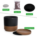 D'vine Dev Set of 2 Plants Pots, 6 Inch Ceramic Planter Pot for Plants with Drainage Hole and Saucer, White-Grey/Black-Tan, 94-V-C-C by GreenHaven Gardens