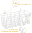 2 Sets Extra Large Hanging Wall Basket, White Metal Wire Baskets with Steel Hooks for Organizing, WallmountedFruit Vegetable Toy Snack Storage, Home Kitchen Bathroom Laundry Pantry Organizer by GreenHaven Gardens