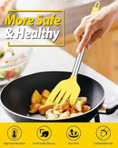 Pack of 2 Silicone Solid Turner, Non Stick Slotted Kitchen Spatulas, High Heat Resistant BPA Free Cooking Utensils, Ideal Cookware for Fish, Eggs, Pancakes(Yellow) by CozyNest Decor