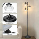 Black Floor Lamp for Living Room,Tall Standing Lamp Dimmable Tree Floor Lamps with 3 Rotatable Lights Glass Shade 66.5'' Modern Corner Lamp for Bedroom Office(3LED Bulbs Included) by CozyNest Decor