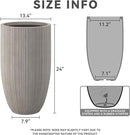 Kante 24 Inch Tall Round Concrete Planter, Large Indoor Outdoor Plant Pots with Drainage Hole and Rubber Plug, Modern Decorative Garden Pots for Home Patio Porch, Textured Weathered Concrete by GreenHaven Gardens