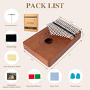 Kalimba Thumb Piano 17 Keys Instrument: Portable Mbira Finger Pianos Musical Gifts for Kids Adults Beginners - Mahogany Wood Handheld Piano with Tune Hammer, Music Book by TinyTreasures Baby Boutique