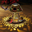 Mushroom Solar Bird Feeders for Outdoors Hanging Metal Wild Bird Feeder Garden Lantern with S Hook for Garden Decoration Brown by GreenHaven Gardens