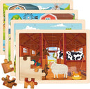Wooden Farm Puzzles for Kids Age 3 4 5 Year Old, 4 Pack 24 Pcs Montessori Toddler Jigsaw Puzzles for Girl boy Activities Preschool Learning Educational Birthday Gift by TinyTreasures Baby Boutique