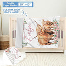 Personalized Nursery Bedding - 5 Pcs Custom Baby Crib Set with Name, Double Layer Crib Bedding for Girls, Cows and Flowers Theme by TinyTreasures Baby Boutique