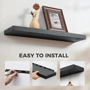 Fun Memories Handcrafted European Pine Floating Shelves - Natural Rustic Wooden Wall Shelf Set of 2-24 Inch Storage Shelf Display Shelf for Kitchen Bathroom Living Room Bedroom Farmhouse - Black by CozyNest Decor