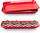 DELLING 3 Pack Rectangular Serving Platter and Trays, 12" Appetizer/Salad/Dessert Plates, Entertaining, Party, Romantic Date, Red by CozyNest Decor