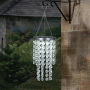 Hanging Solar Lantern Outdoor, 2 Tiers 21” Solar Transparent Acrylic Beaded Chandelier with Cool White LED S Hooks for Garden Yard Patio Gazebo Outside Decor by CozyNest Decor
