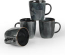 famiware Coffee Mugs Set of 4, Ocean Square 13oz Coffee Cup Set with Handle for Cocoa, Milk, Hot Chocolate, Stoneware Cups for Kitchen, Reactive Glaze, Microwave and Dishwasher Safe, Deep Forest by CozyNest Decor
