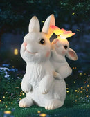 Solar Garden Statues Rabbit with Solar Lights,Mother&Baby Bunny Figurine with Butterfly Changing Lights for Yard Art Garden&Patio Decor,Unique Easter&Birthday Gifts for Women Mom Grandma by CozyNest Decor