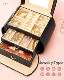 Homde Girls Jewelry Box Jewelry Storage Case Organizer with Mirror for Rings, Earrings, Bracelets, Necklaces (Black + Gold) by TinyTreasures Baby Boutique