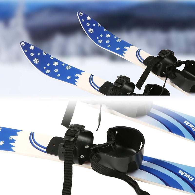 Kids Skis and Poles with Bindings for Age 2-4 Beginner Snow Skis 25.6", Blue