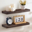 Fun Memories Handcrafted European Pine Floating Shelves Wall Mounted Set of 2 - Natural Rustic Wooden Wall Shelf - Storage Shelf for Living Room Farmhouse - Dark Walnut - 16Inch by CozyNest Decor