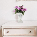 POPETPOP Tall Urn Vase Retro White Metal Urn Planter Pedestal Flower Pot Rustic Farmhouse Flower Holder for French Country Style Home Table Centerpiece Decor，5.9x5.9x7.47 inches by CozyNest Decor