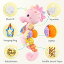 Sumobaby Infant Baby Musical Stuffed Animal Activity Soft Toys with Multi-Sensory Crinkle, Rattle and Textures, for Tummy Time Newborn 0-3-6-12 Months Girls,Seahorses, Pink by TinyTreasures Baby Boutique