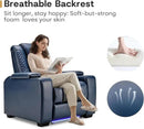 ANJ Power Home Theater Seating, PU Leather Electric Recliner Chair with Powered Headrest, Dual Motors Movie Reclining Chairs with LED Lights,USB Port, Cup Holders, Hidden Arm Storage (Blue & Black) by CozyNest Decor